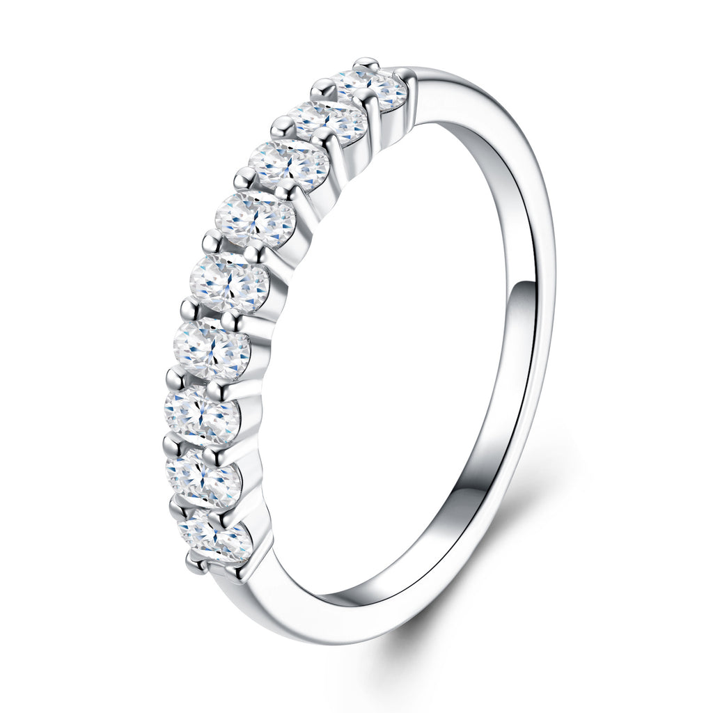 Bordino Moissanite Band Ring in Sterling Silver