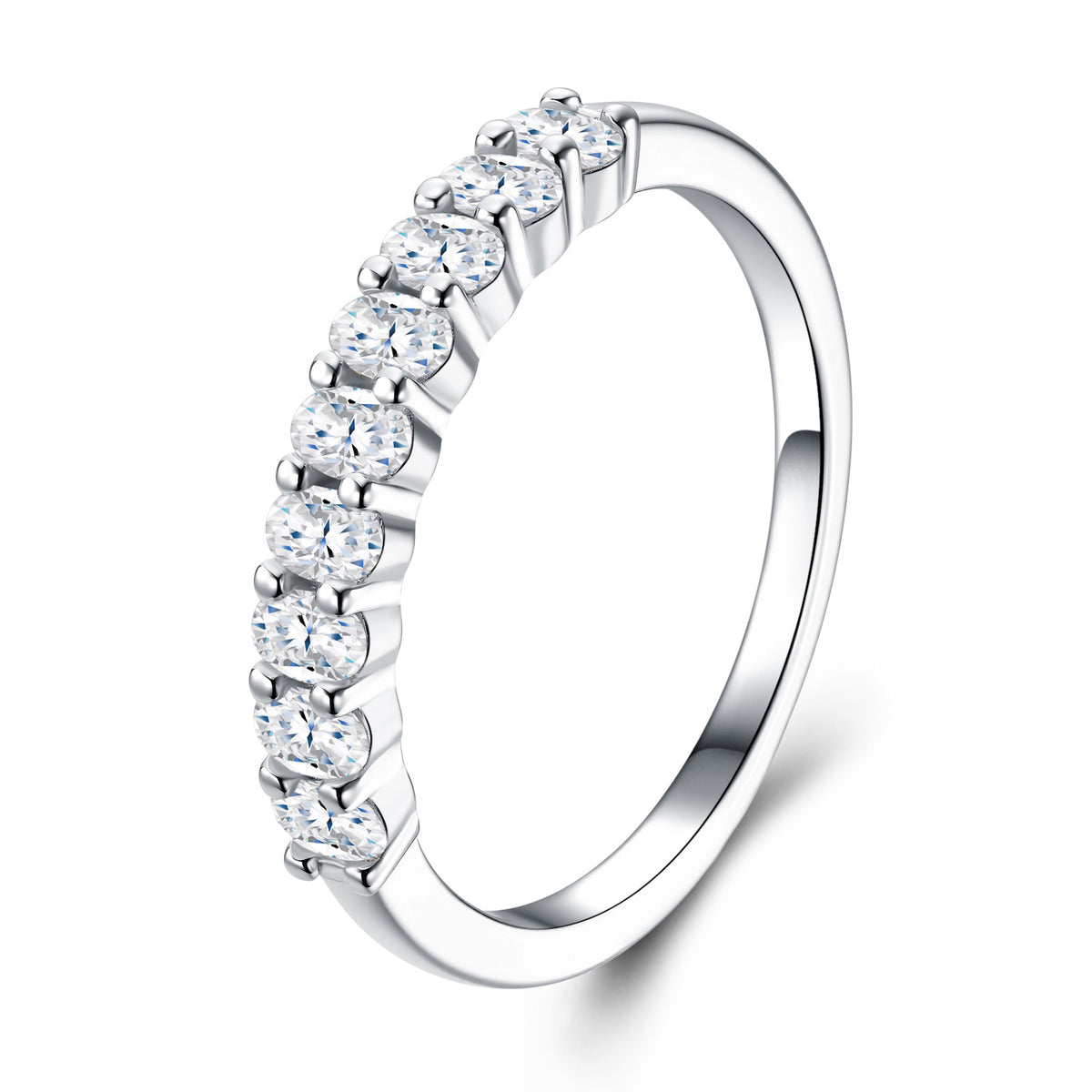 Bordino Moissanite Band Ring in Sterling Silver