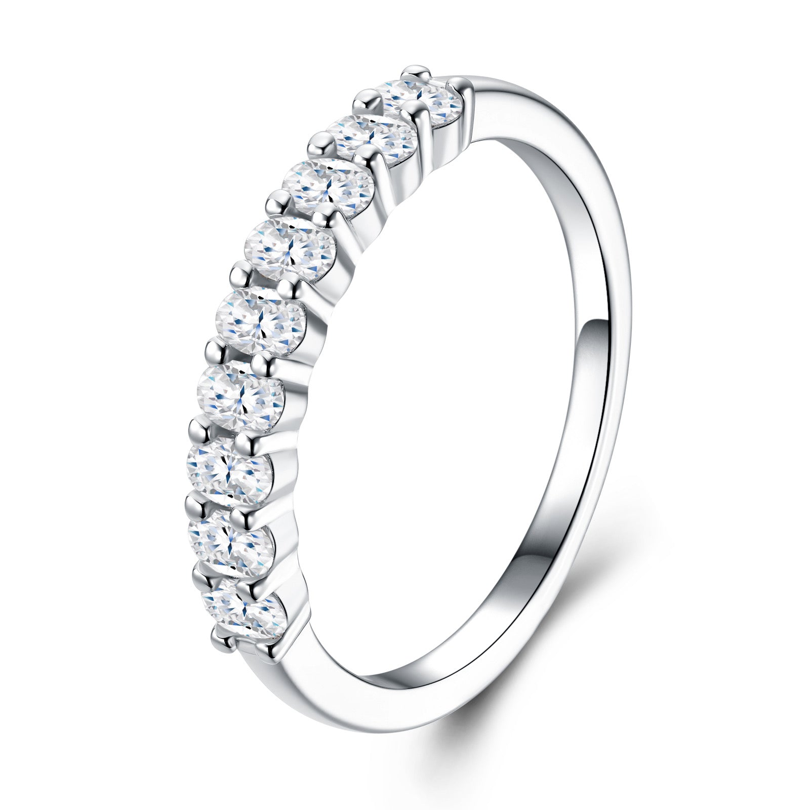 Bordino Moissanite Band Ring in Sterling Silver