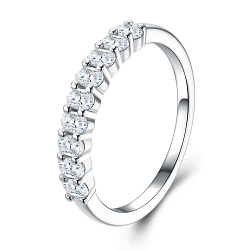 Bordino Moissanite Band Ring in Sterling Silver