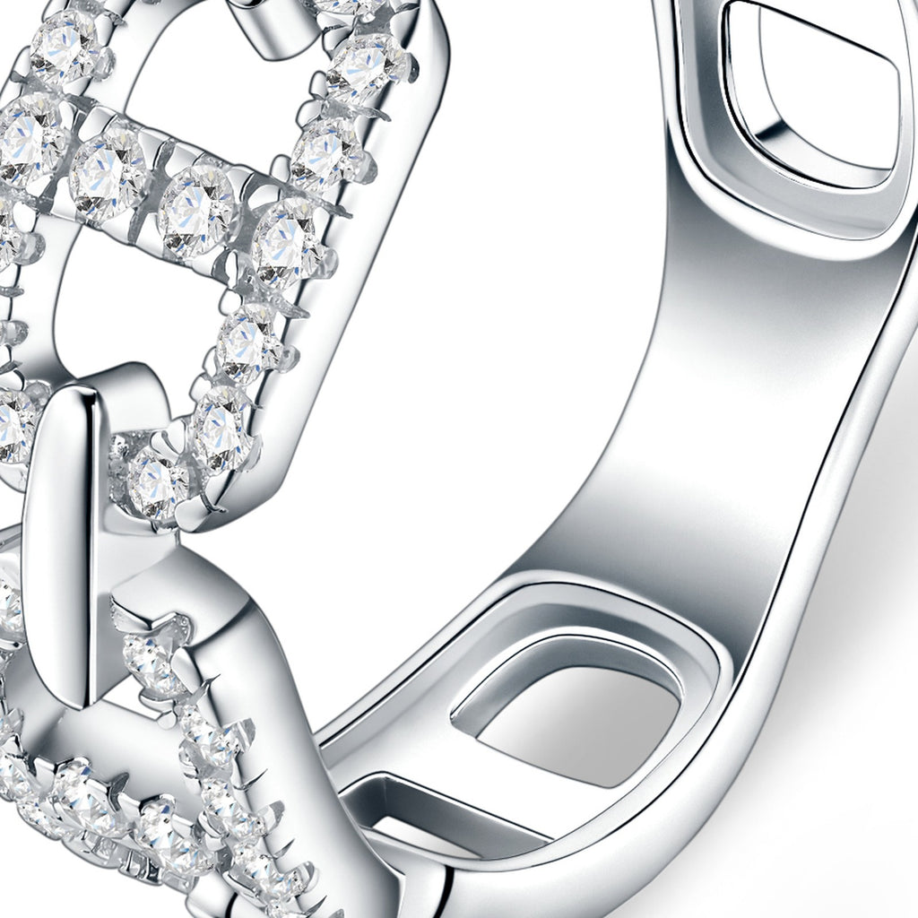 Ancora Moissanite Band Ring in Sterling Silver — detail