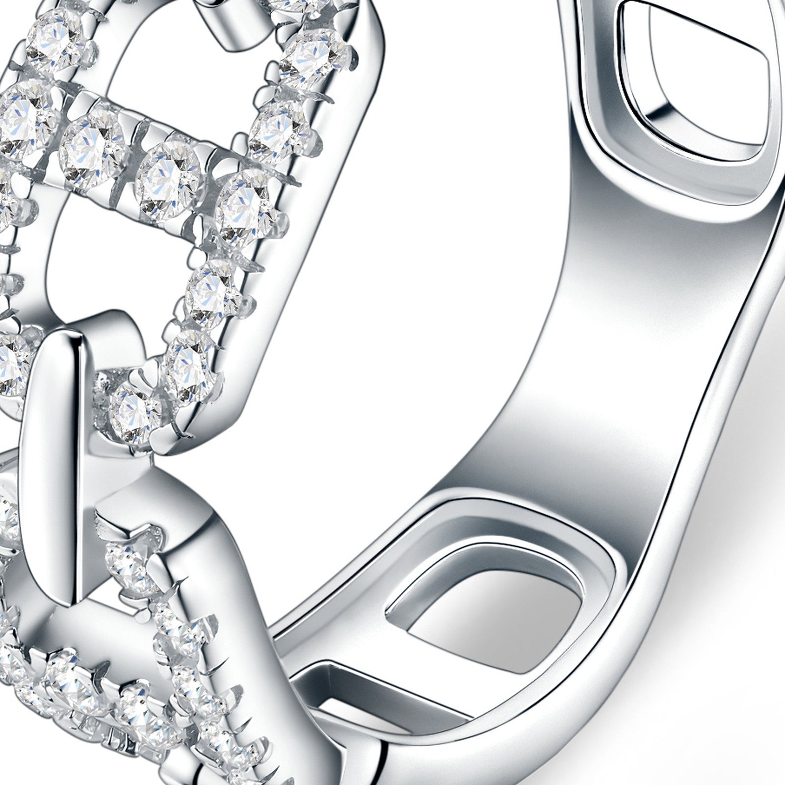 Ancora Moissanite Band Ring in Sterling Silver — detail