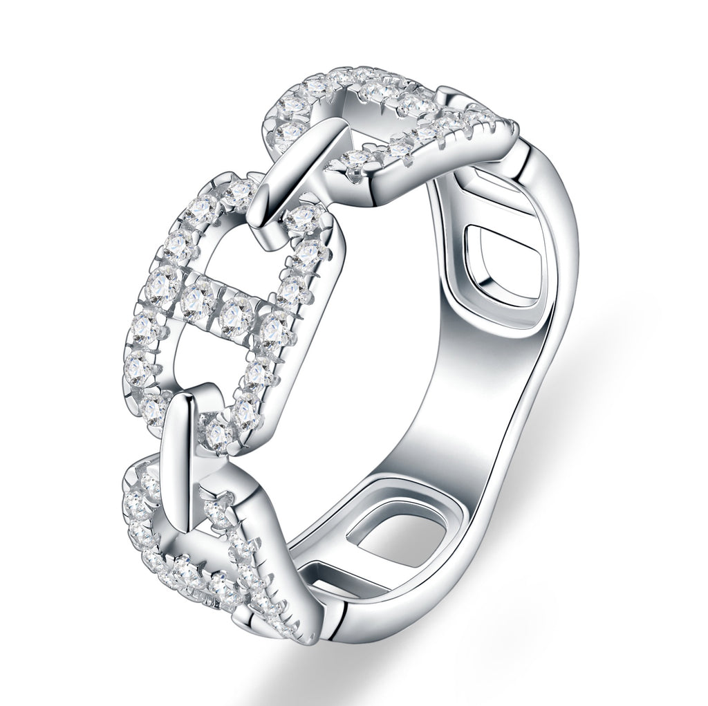 Ancora Moissanite Band Ring in Sterling Silver