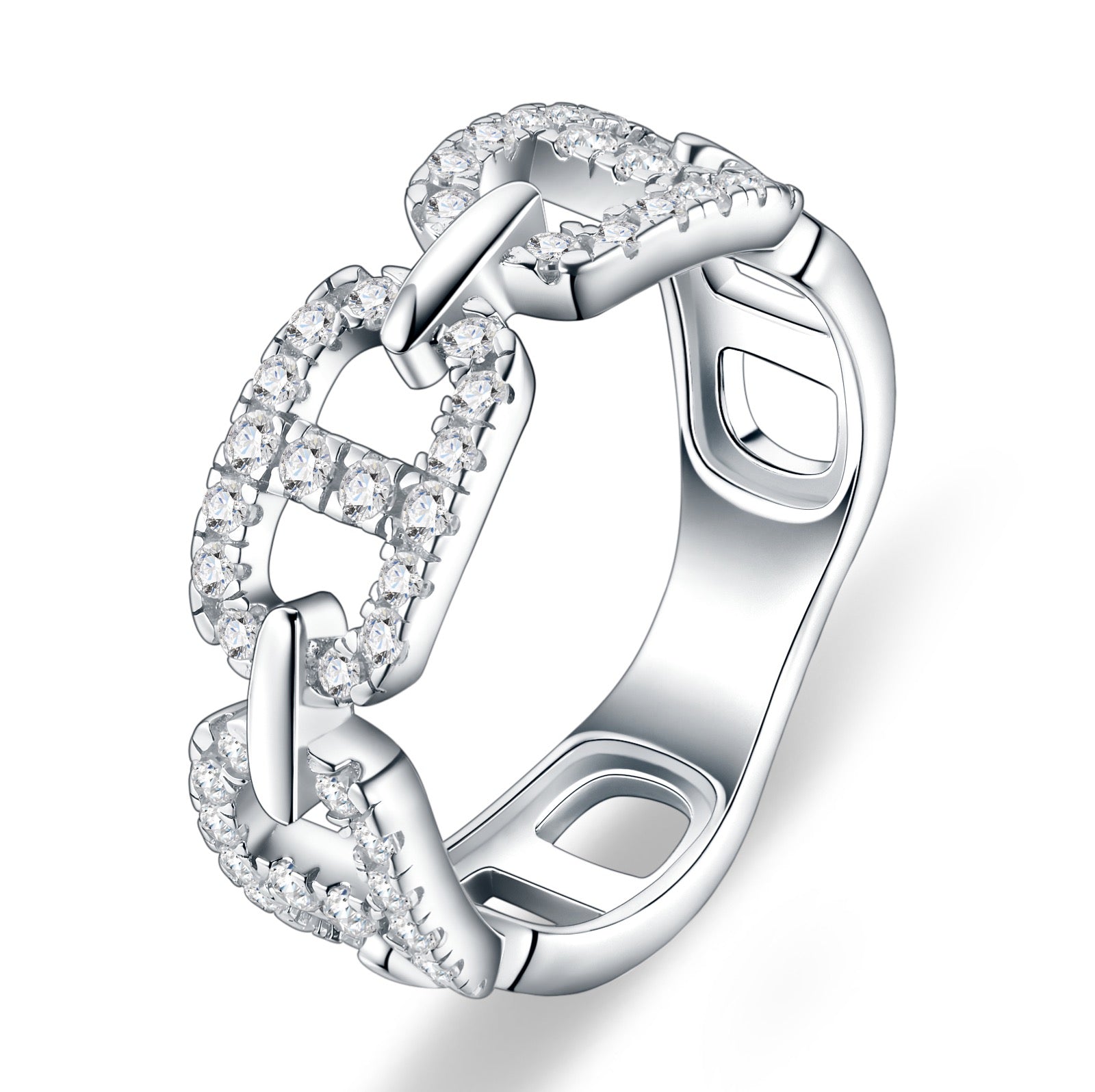 Ancora Moissanite Band Ring in Sterling Silver