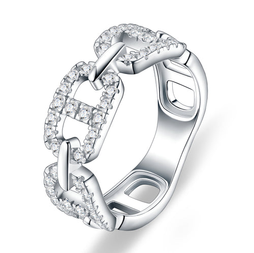 Ancora Moissanite Band Ring in Sterling Silver