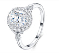 Ovalalo Oval-Cut Moissanite Halo Ring in Sterling Silver