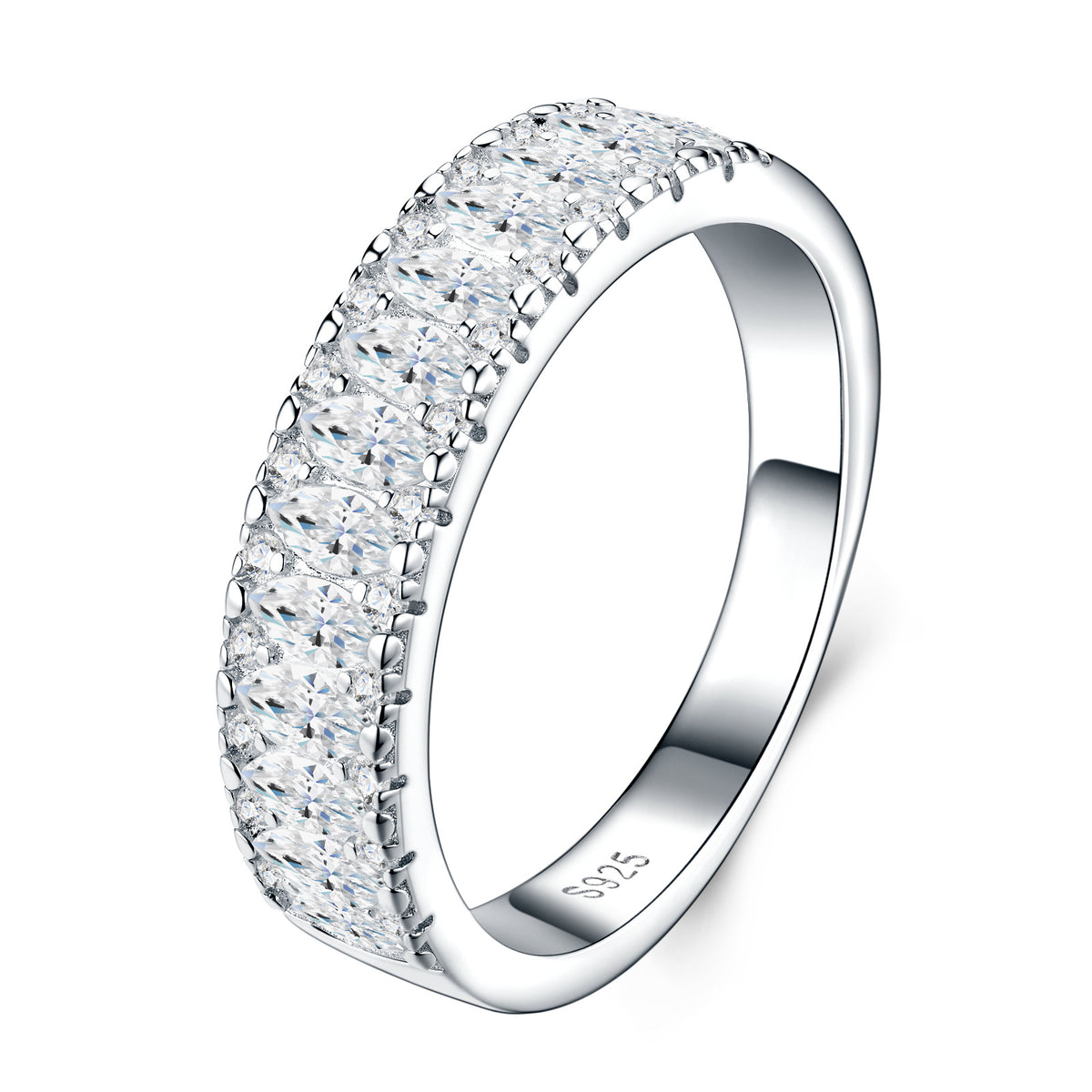 Duebordi Moissanite Band Ring in Sterling Silver