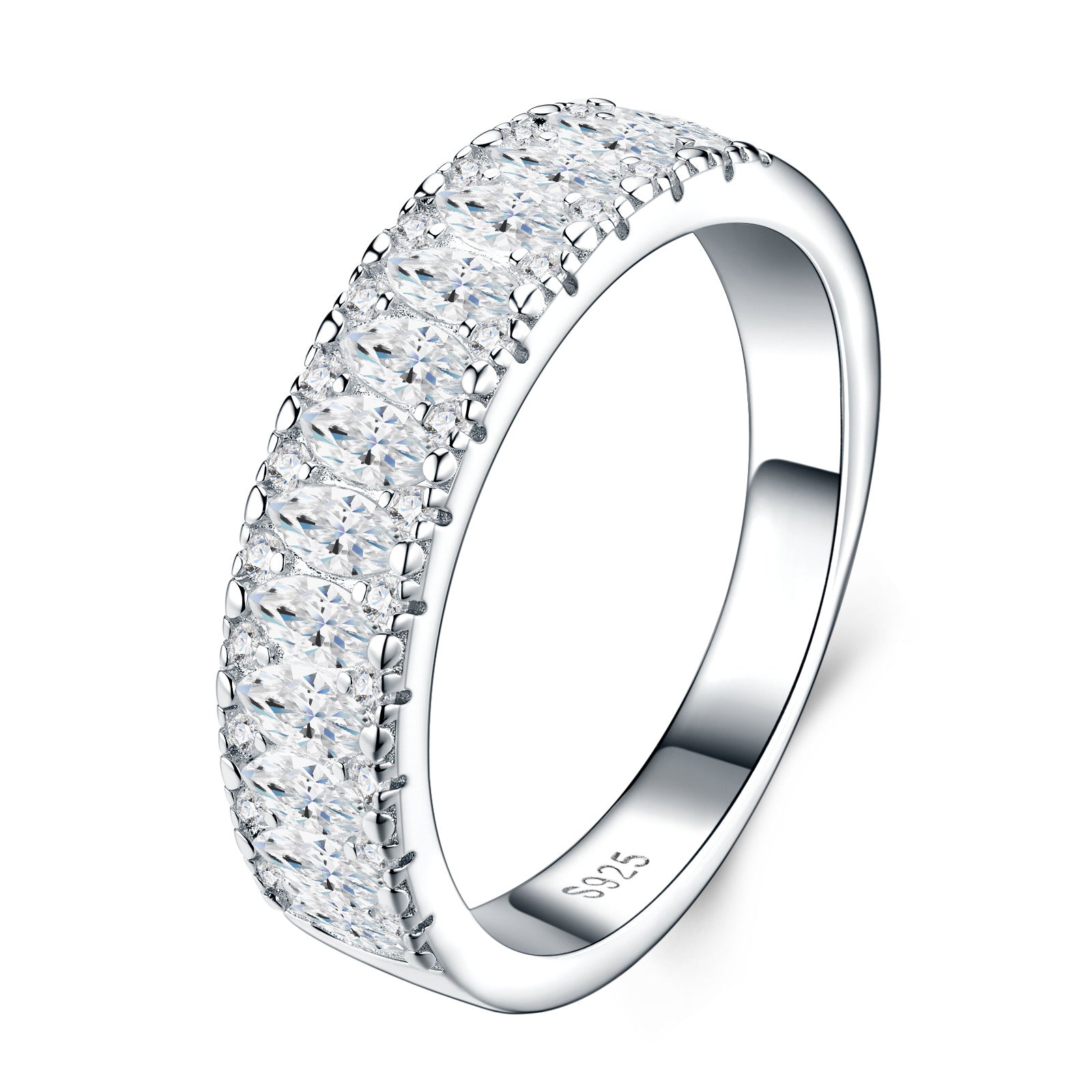 Duebordi Moissanite Band Ring in Sterling Silver