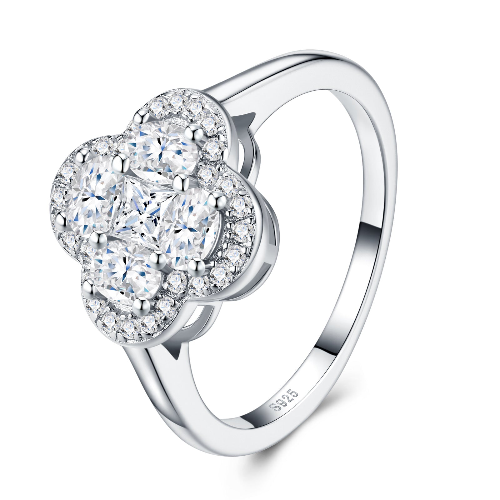 Fiorquattro Moissanite Halo Ring in Sterling Silver