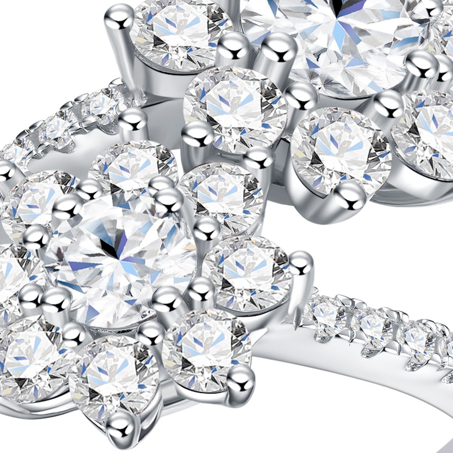 Fioribypass Moissanite Cluster Ring in Sterling Silver — detail