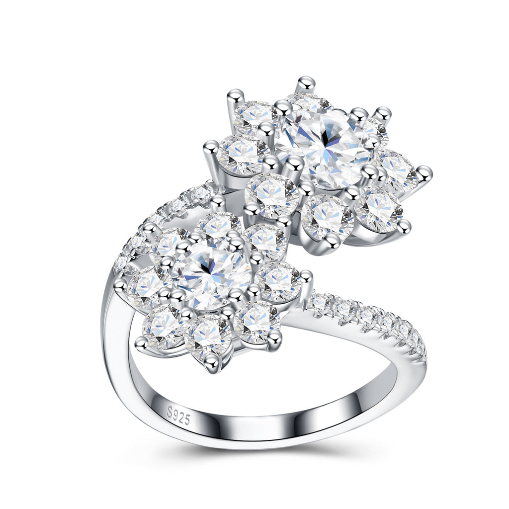 Fioribypass Moissanite Cluster Ring in Sterling Silver