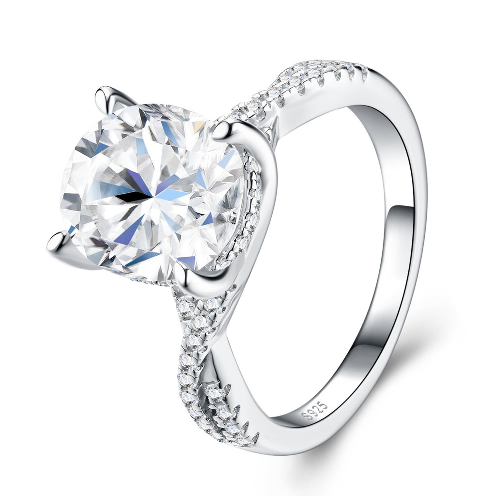 Ovalcorte Oval-Cut Moissanite Halo Ring in Sterling Silver