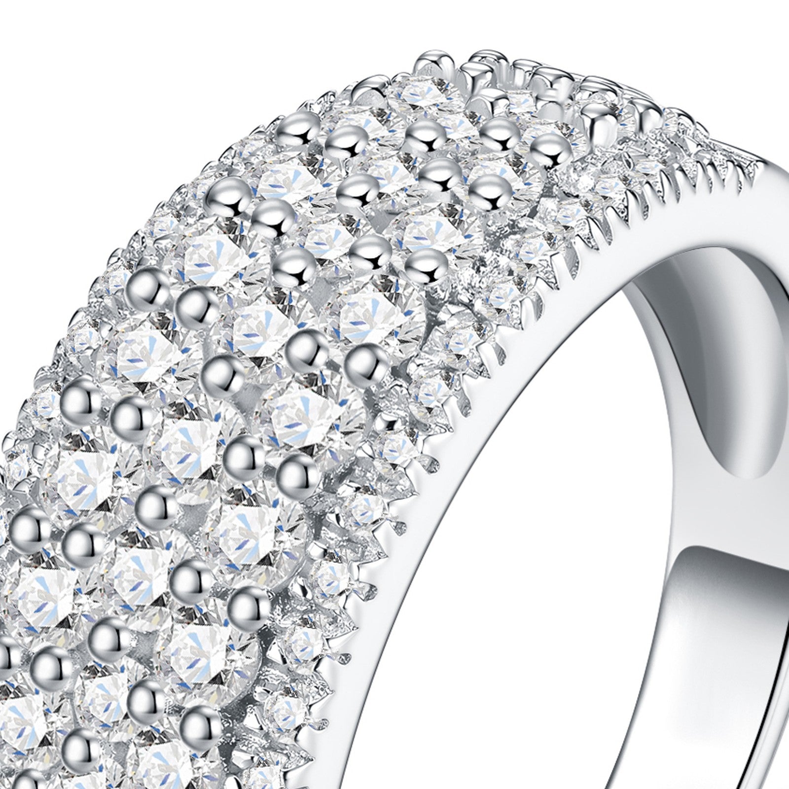 Cupolona Moissanite Band Ring in Sterling Silver — detail