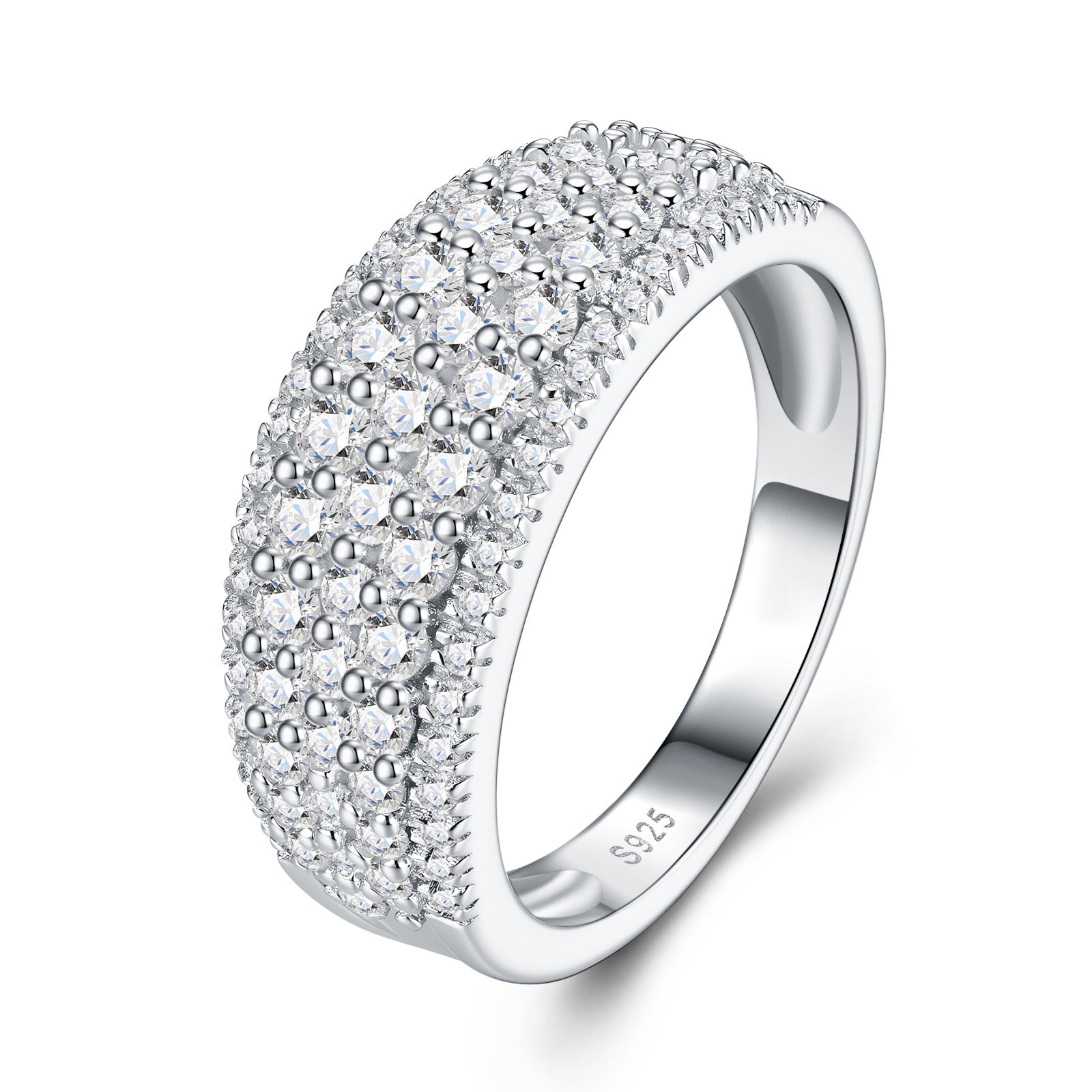 Cupolona Moissanite Band Ring in Sterling Silver