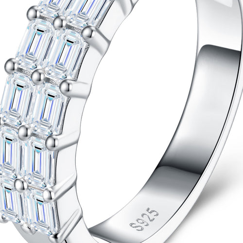 Barrona Moissanite Band Ring in Sterling Silver — detail