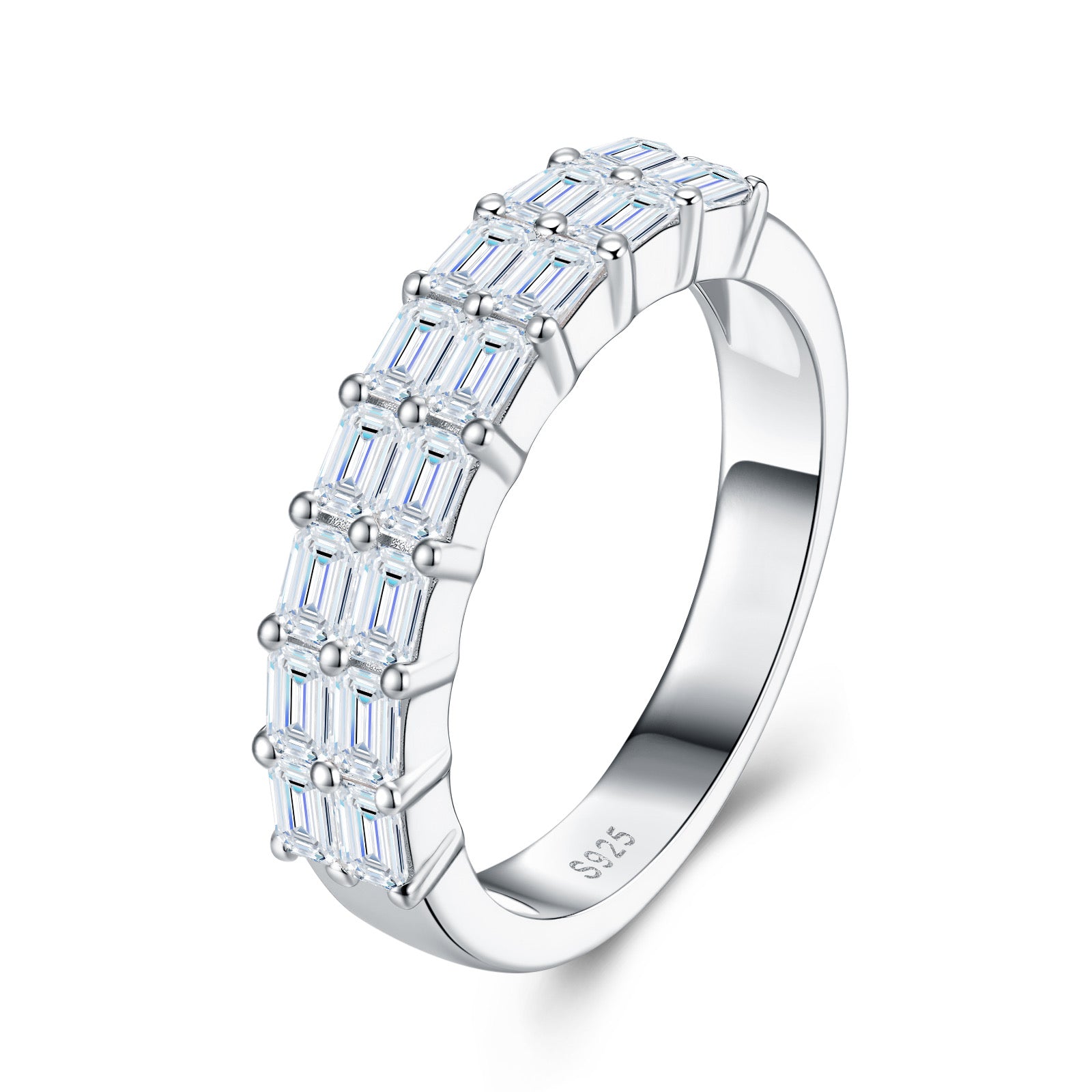 Barrona Moissanite Band Ring in Sterling Silver