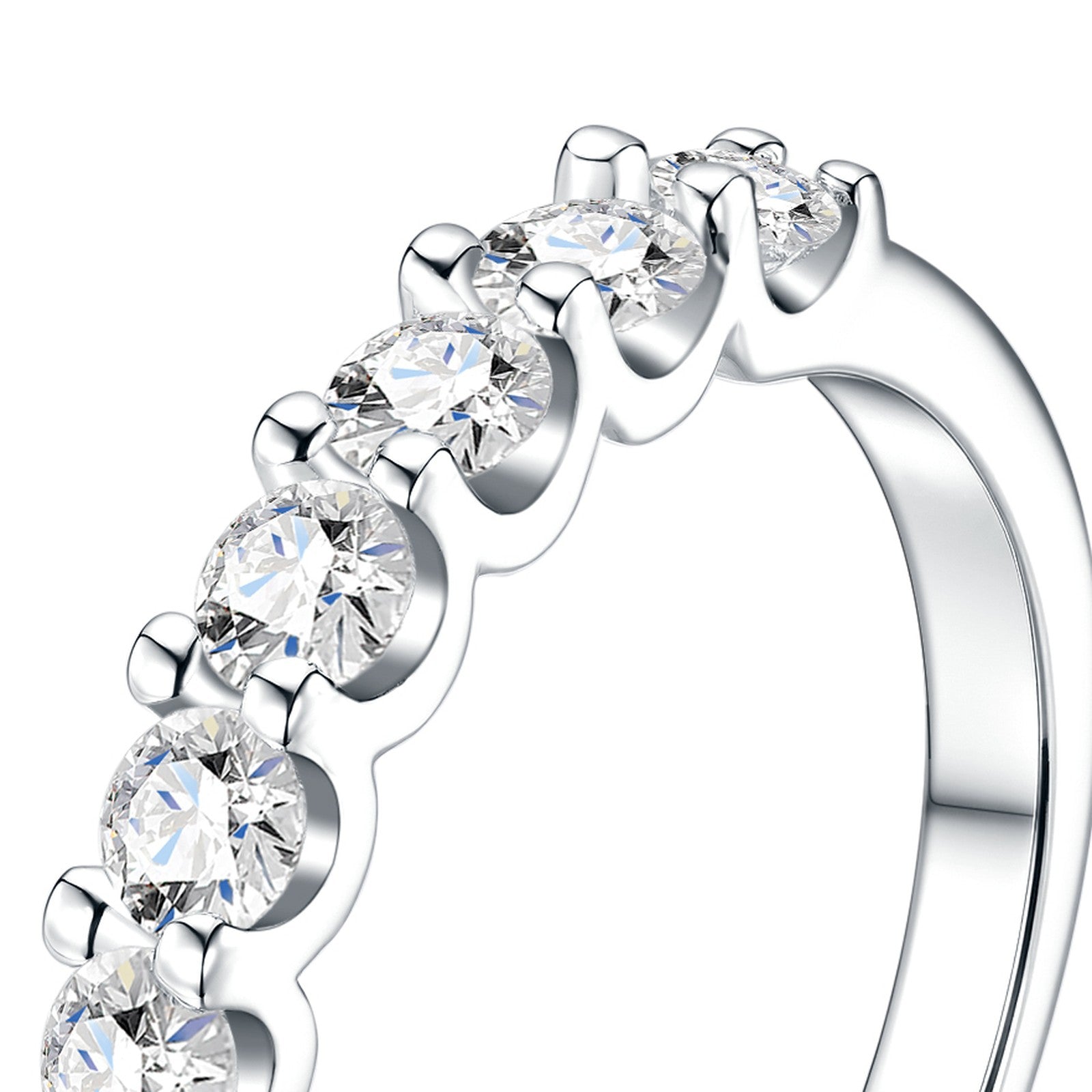 Cadenza Moissanite Eternity Band Ring in Sterling Silver — detail
