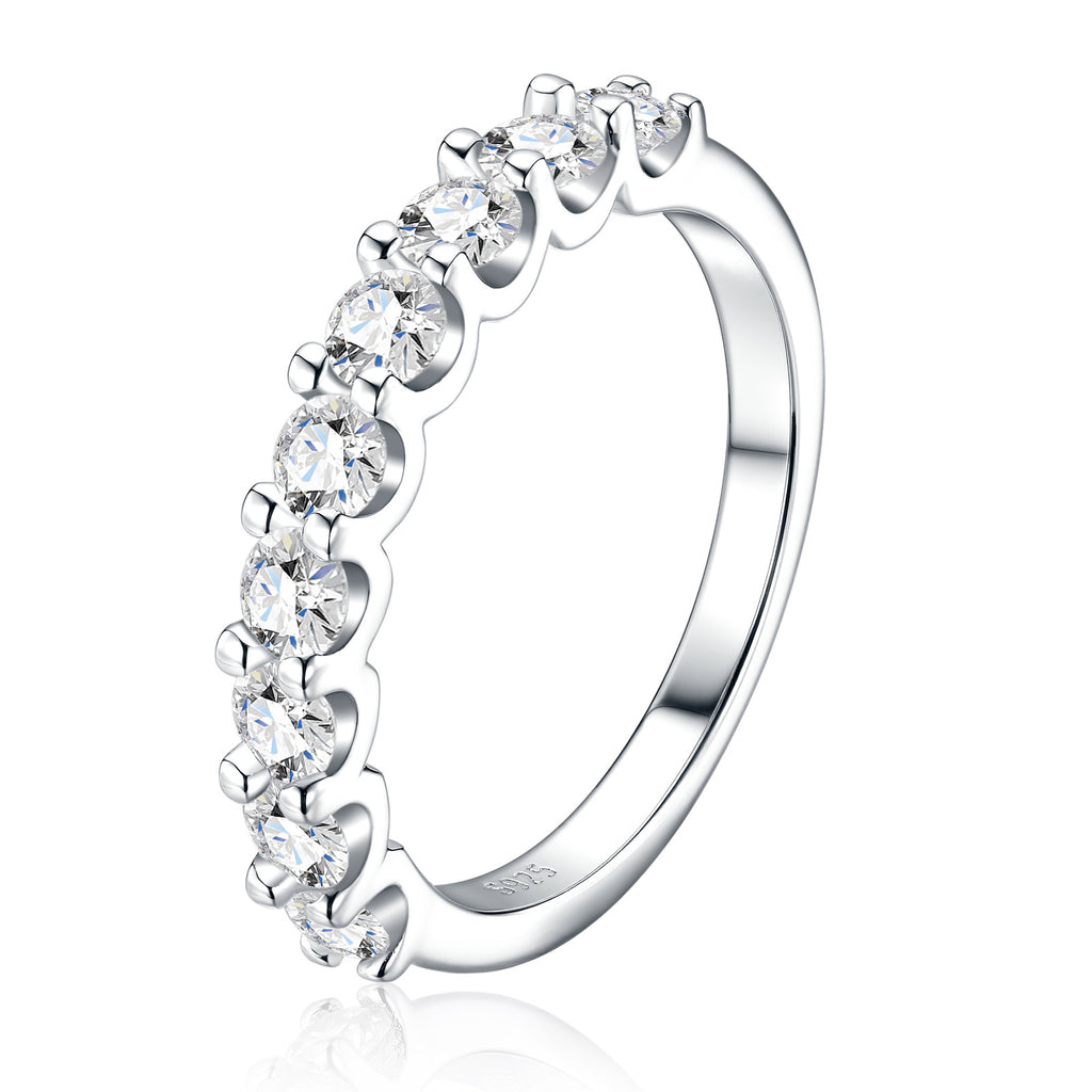Cadenza Moissanite Eternity Band Ring in Sterling Silver