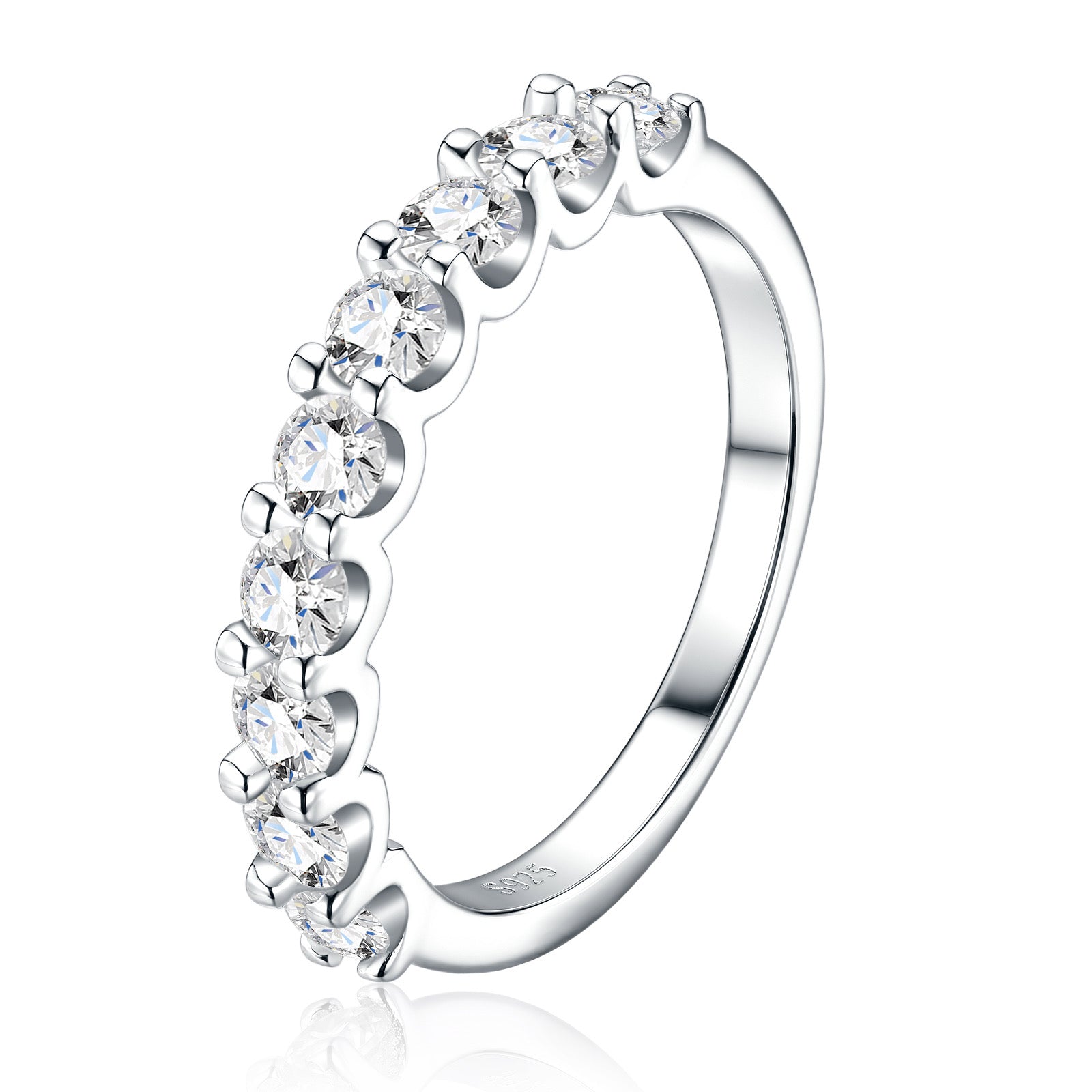 Cadenza Moissanite Eternity Band Ring in Sterling Silver
