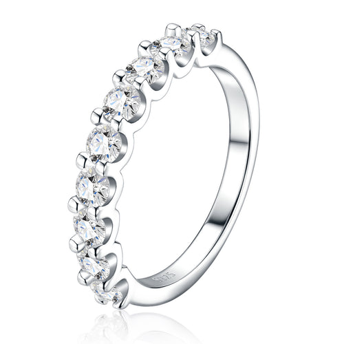 Cadenza Moissanite Eternity Band Ring in Sterling Silver