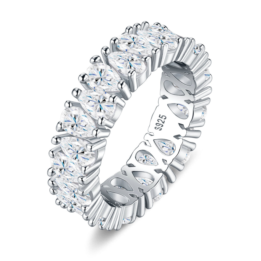 Peretta Moissanite Eternity Band Ring in Sterling Silver