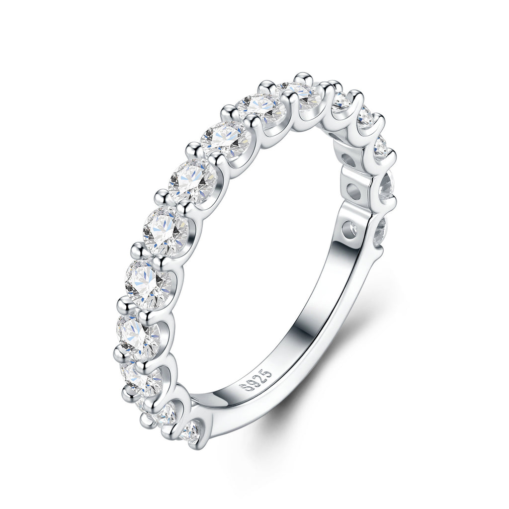 Binaria Moissanite Eternity Band Ring in Sterling Silver