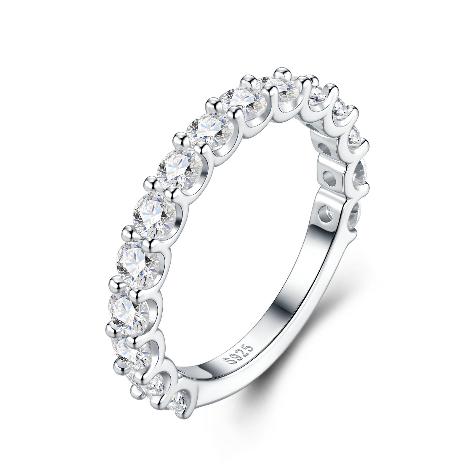Binaria Moissanite Eternity Band Ring in Sterling Silver
