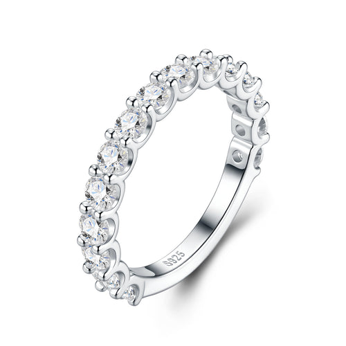 Binaria Moissanite Eternity Band Ring in Sterling Silver