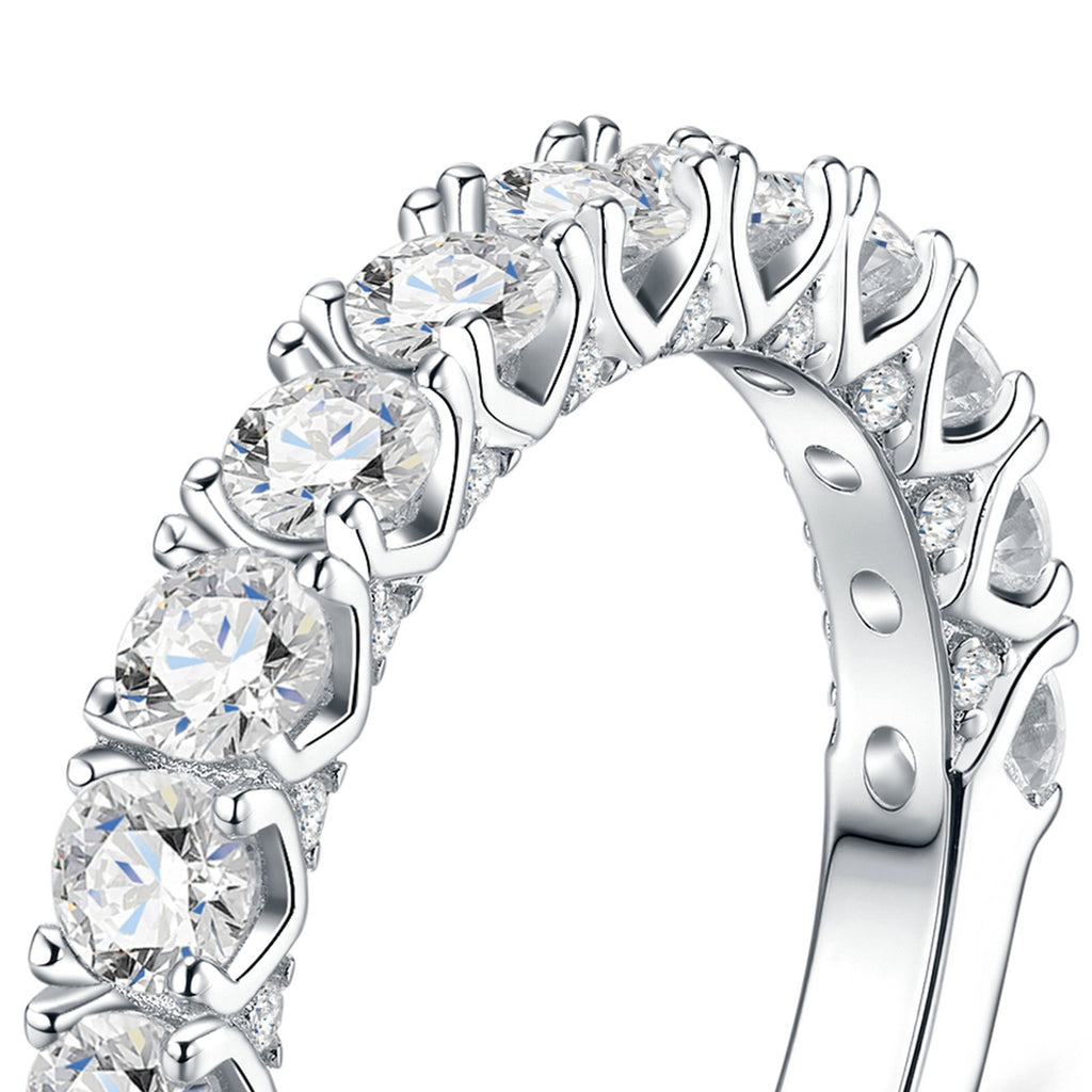 Prismella Moissanite Eternity Band Ring in Sterling Silver — detail