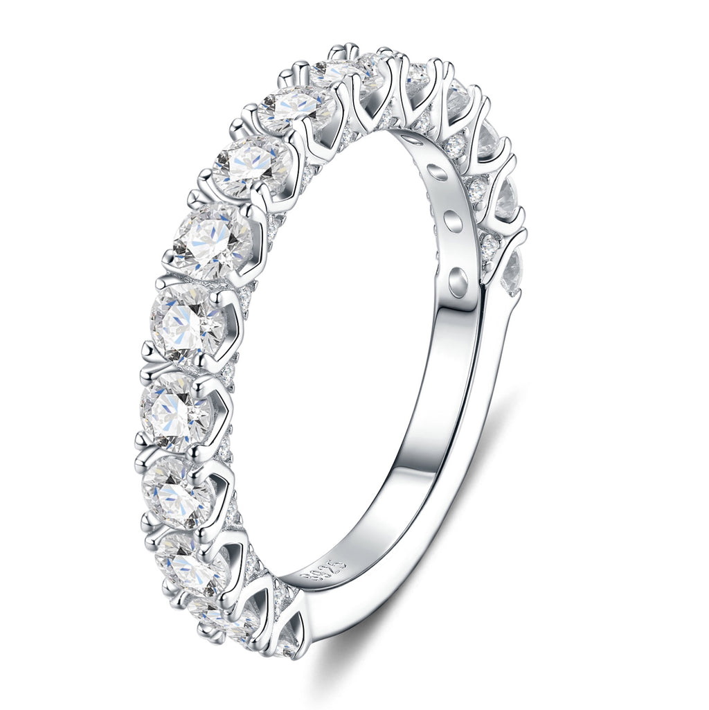 Prismella Moissanite Eternity Band Ring in Sterling Silver