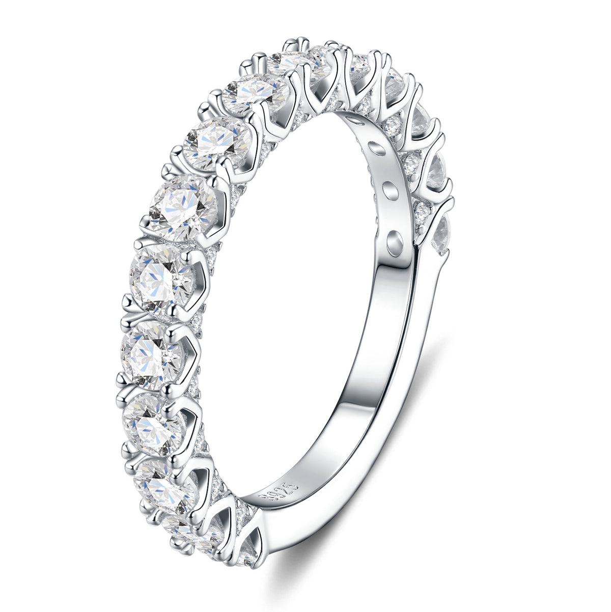 Prismella Moissanite Eternity Band Ring in Sterling Silver