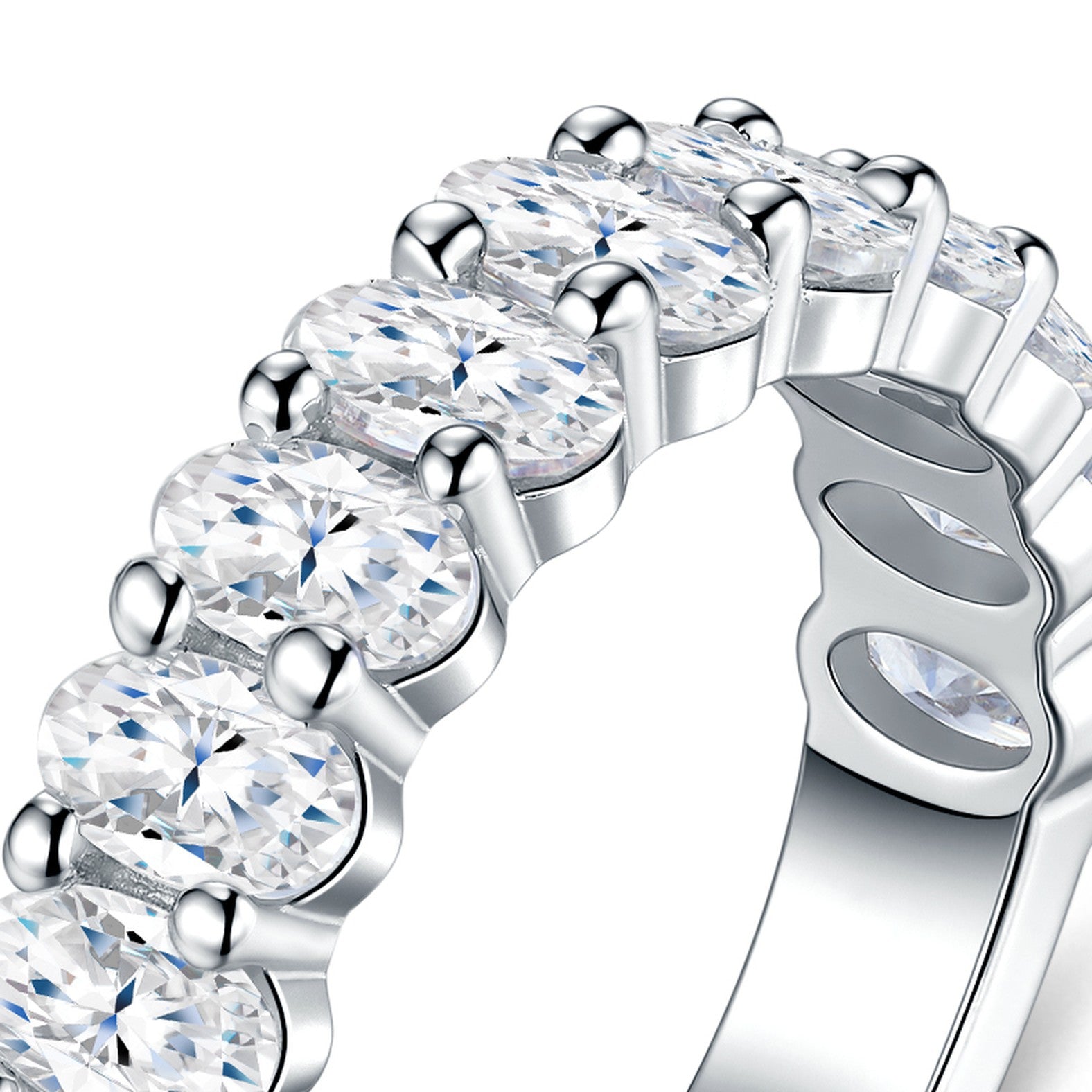 Perline Moissanite Eternity Band Ring in Sterling Silver — detail