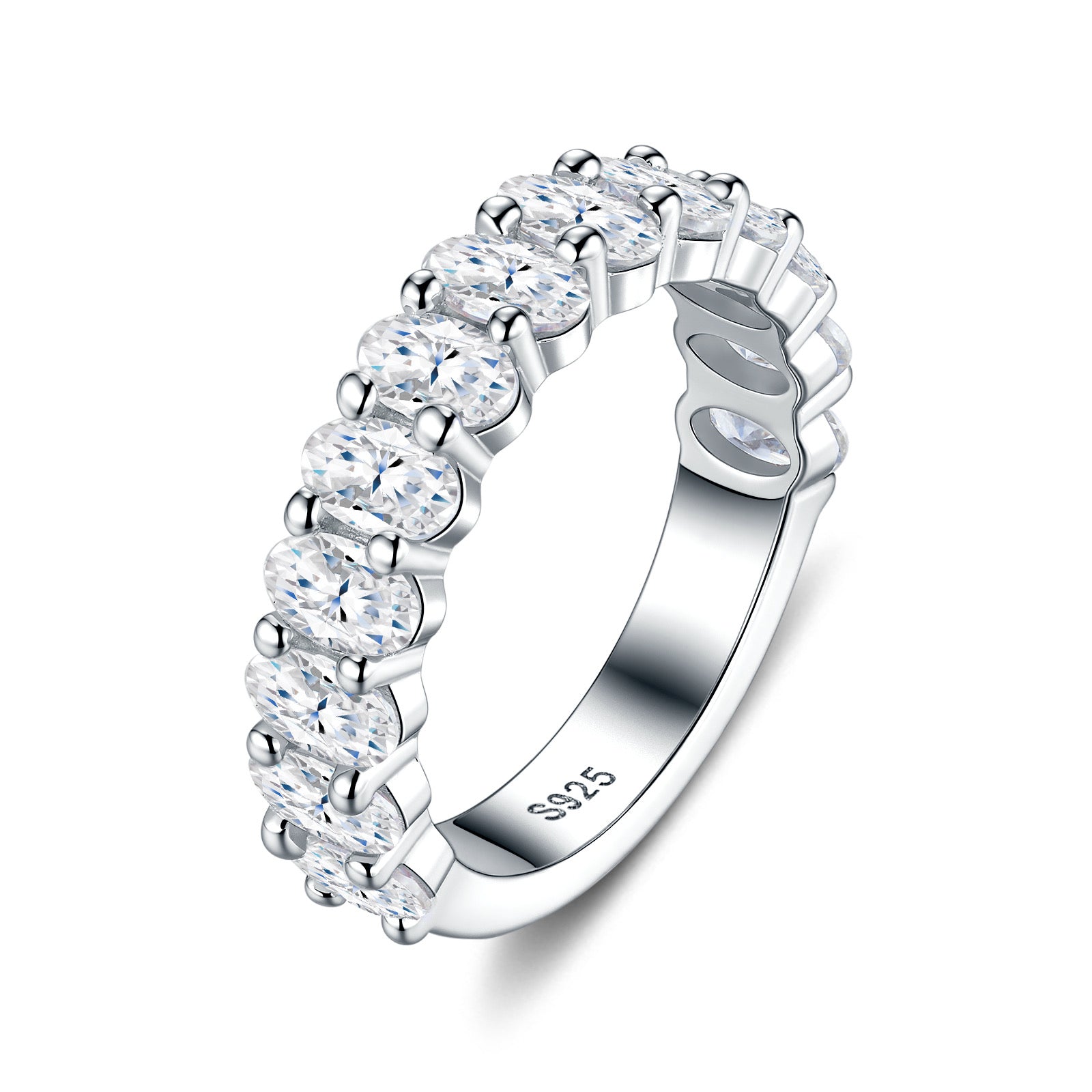 Perline Moissanite Eternity Band Ring in Sterling Silver