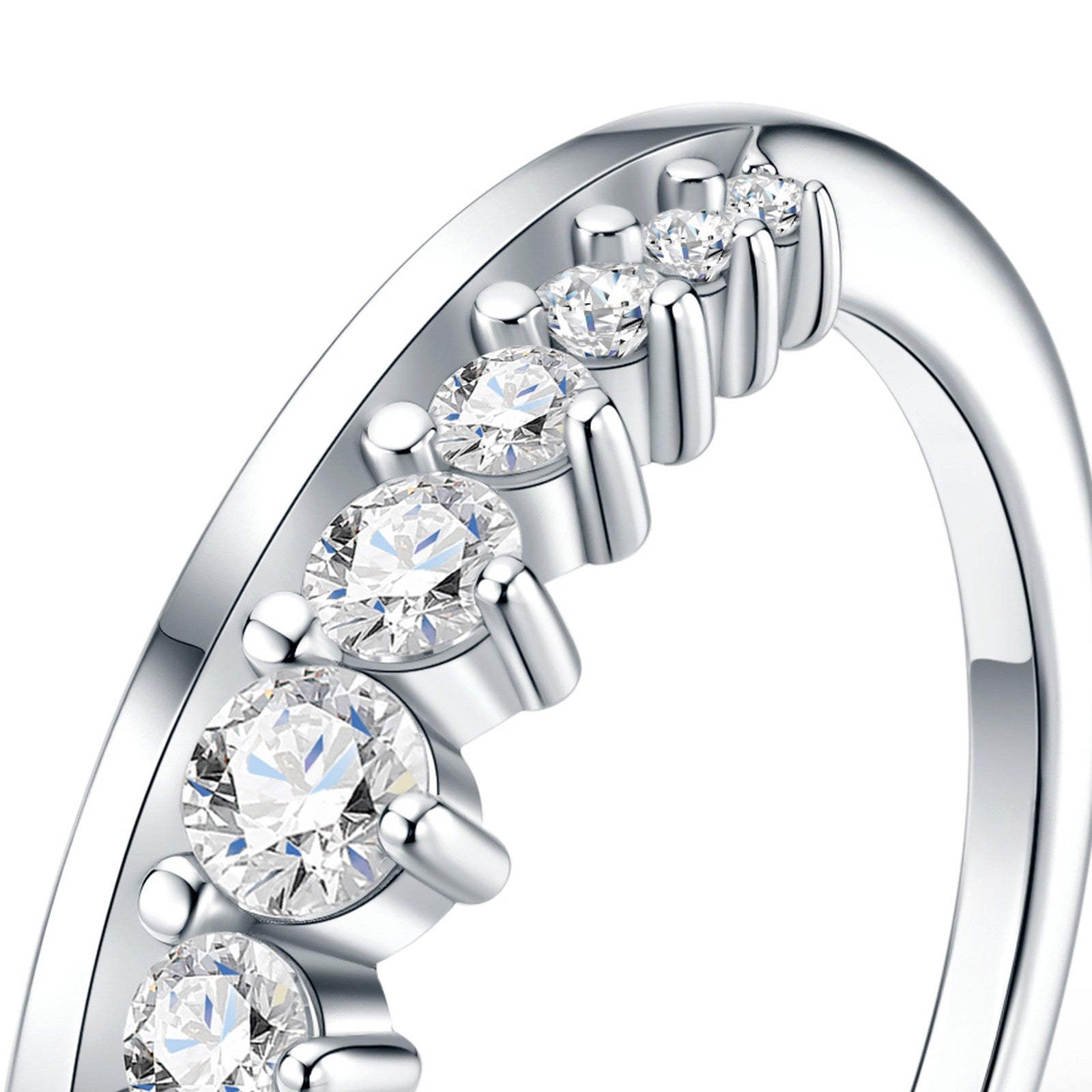 Puntinata Moissanite Eternity Band Ring in Sterling Silver — detail