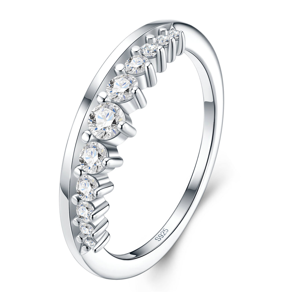 Puntinata Moissanite Eternity Band Ring in Sterling Silver