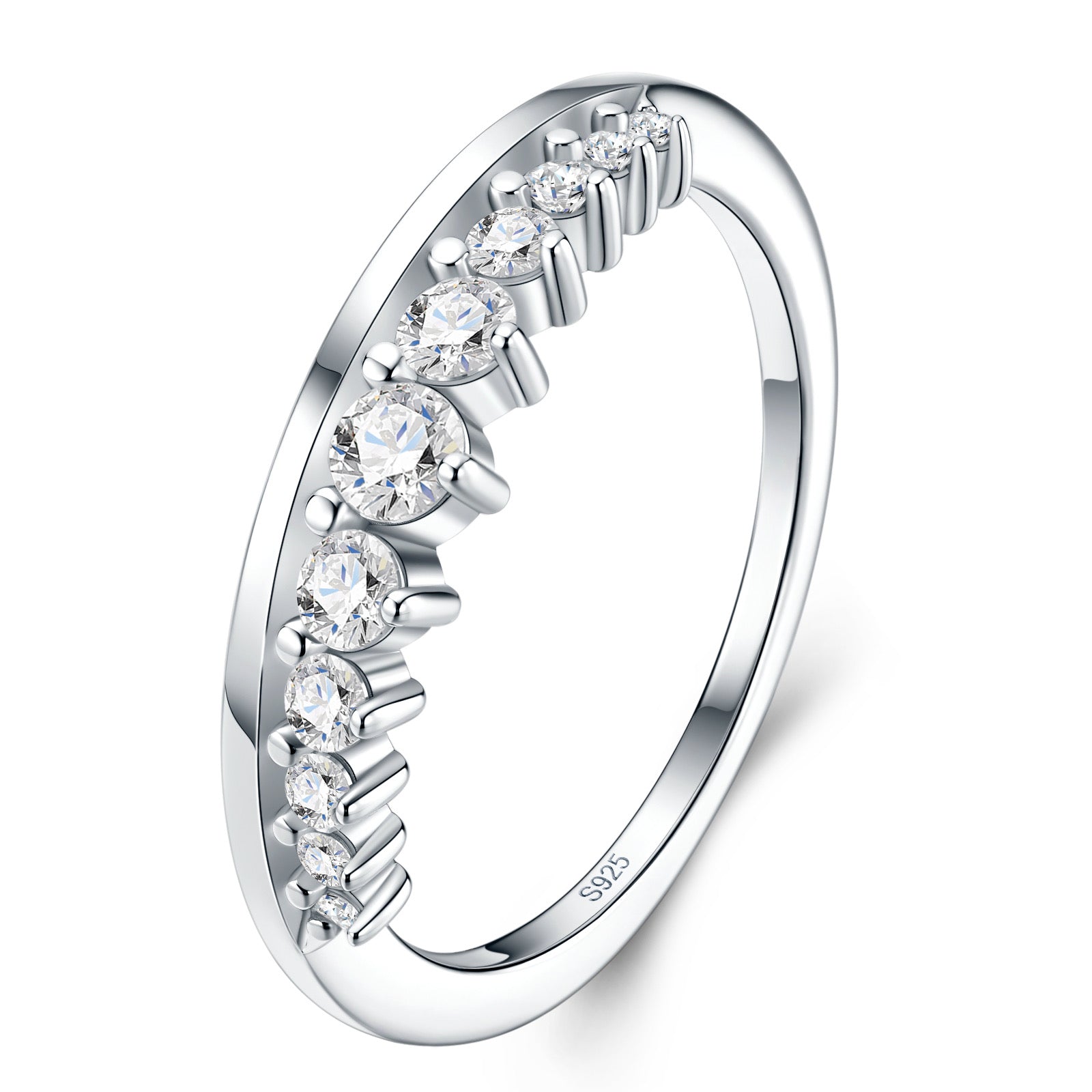 Puntinata Moissanite Eternity Band Ring in Sterling Silver