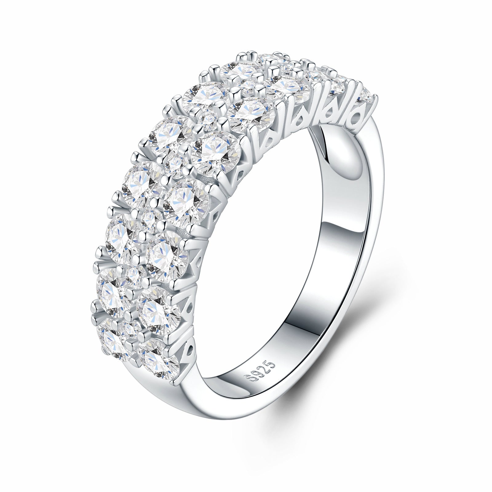 Larghetta Moissanite Band Ring in Sterling Silver