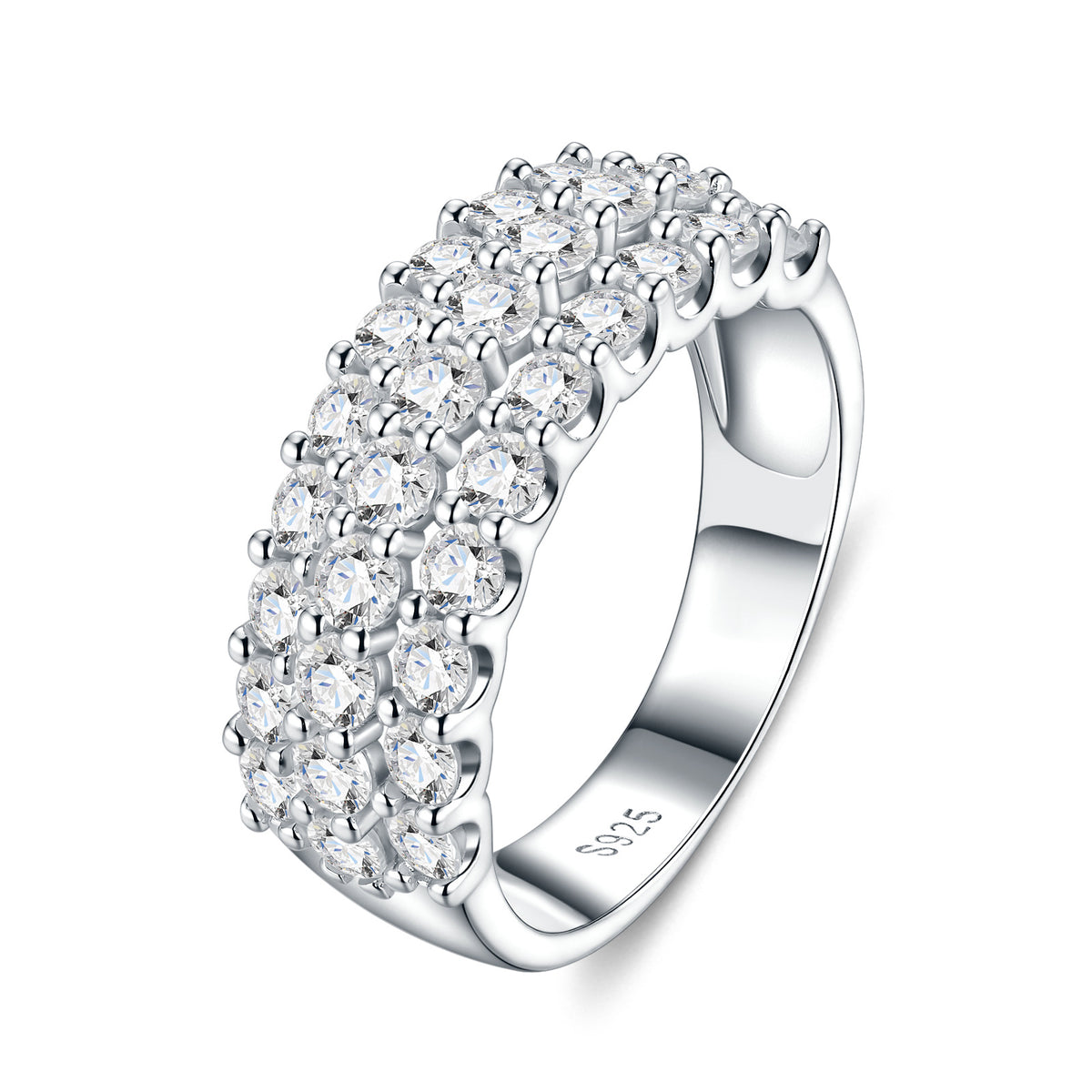 Doviziosa Moissanite Band Ring in Sterling Silver