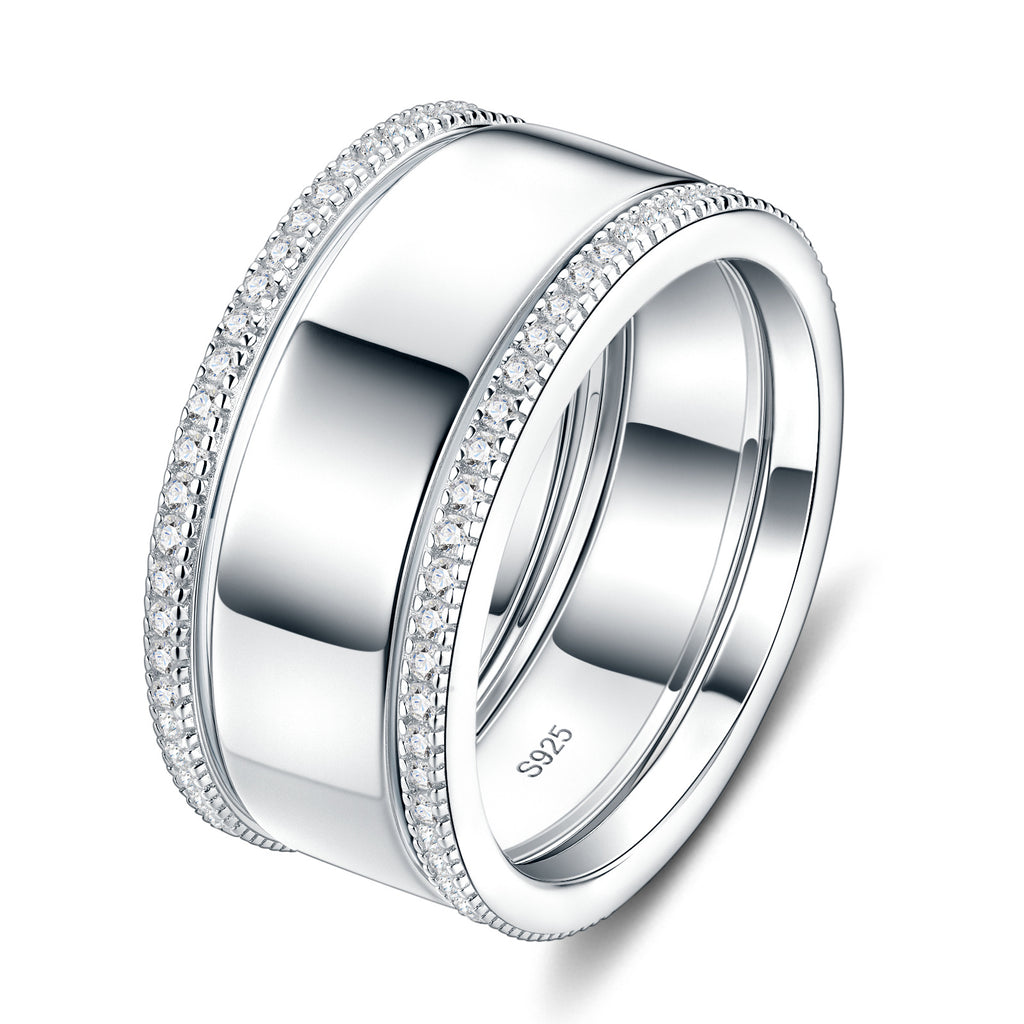 Cornici Moissanite Band Ring in Sterling Silver