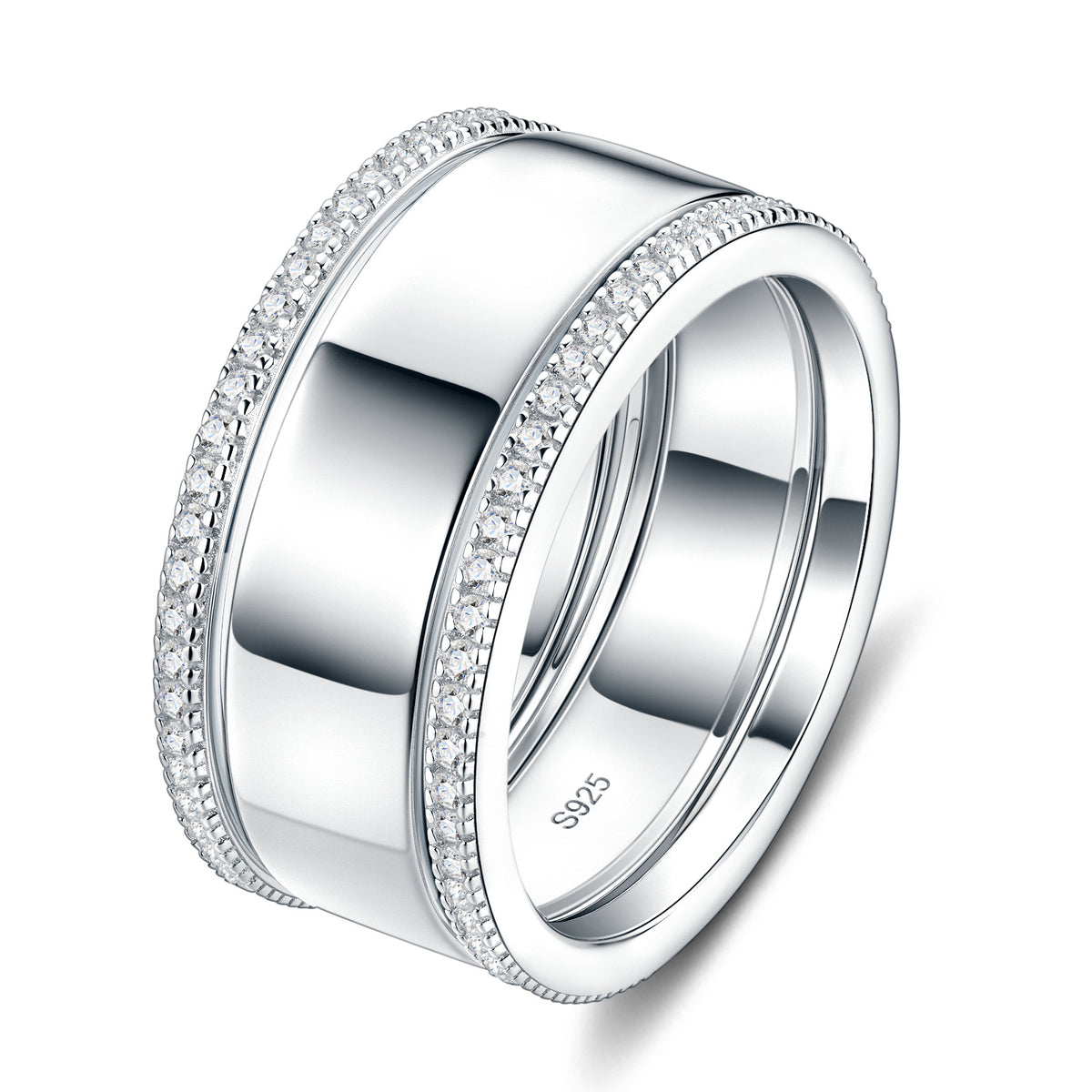 Cornici Moissanite Band Ring in Sterling Silver