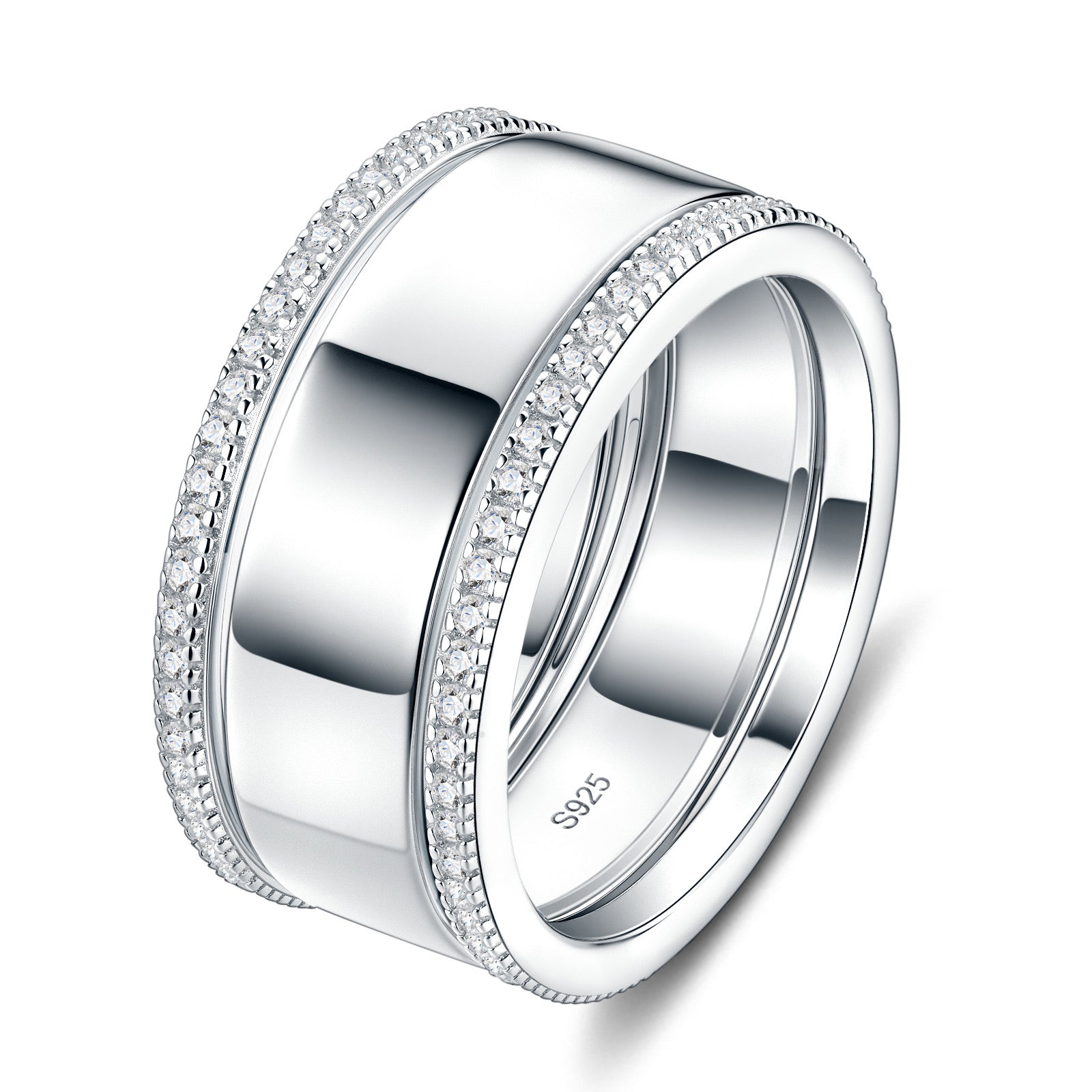 Cornici Moissanite Band Ring in Sterling Silver