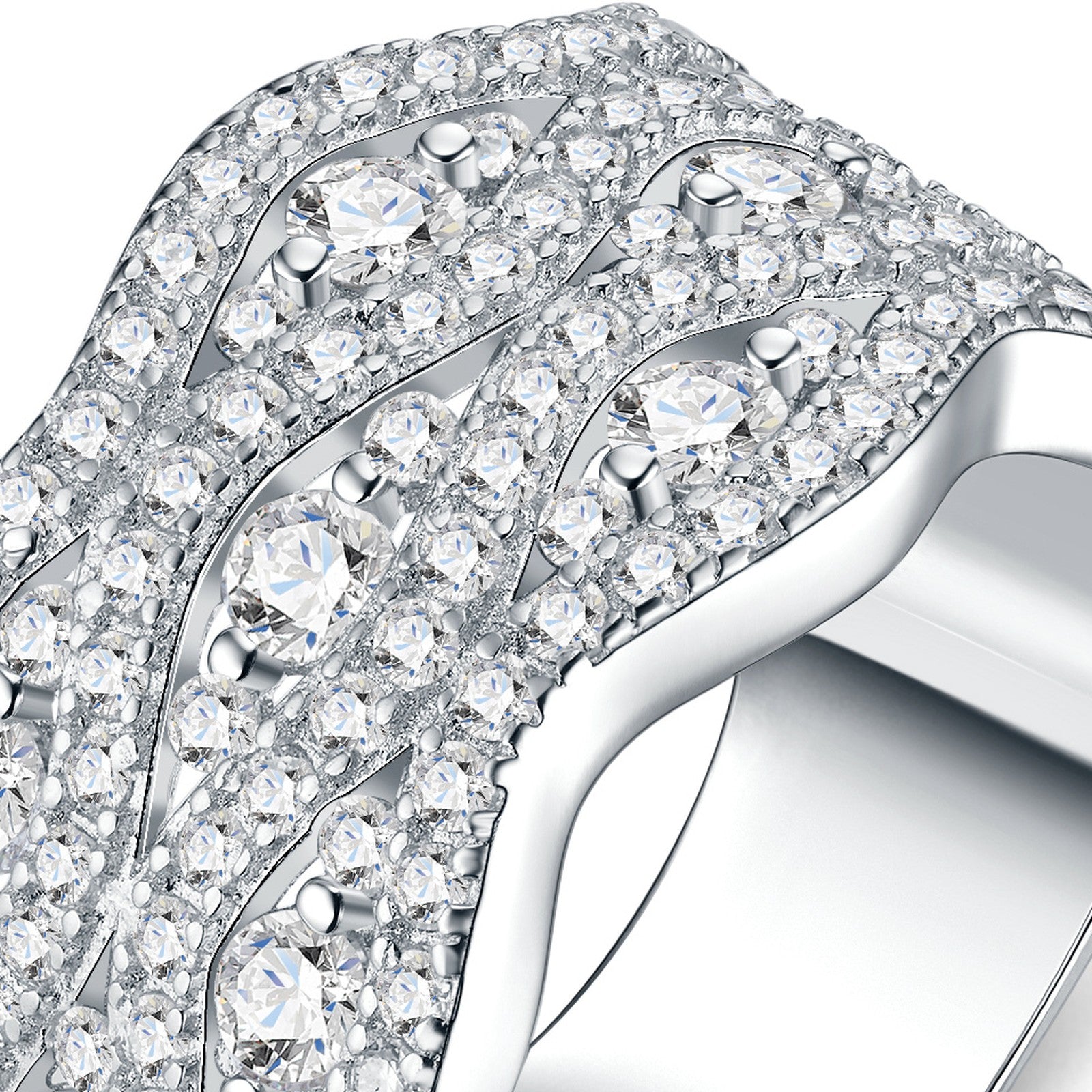 Fastosa Moissanite Band Ring in Sterling Silver — detail