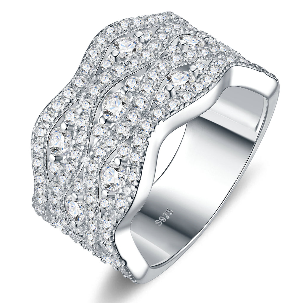 Fastosa Moissanite Band Ring in Sterling Silver