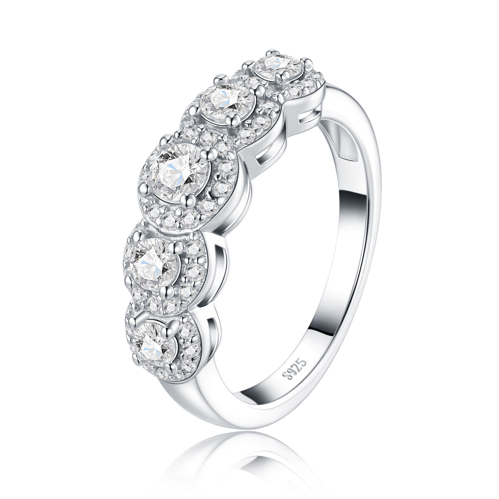 Quintalo Moissanite Five-Stone Ring in Sterling Silver