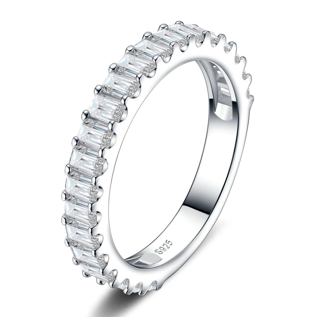 Baguetterna Moissanite Eternity Band Ring in Sterling Silver