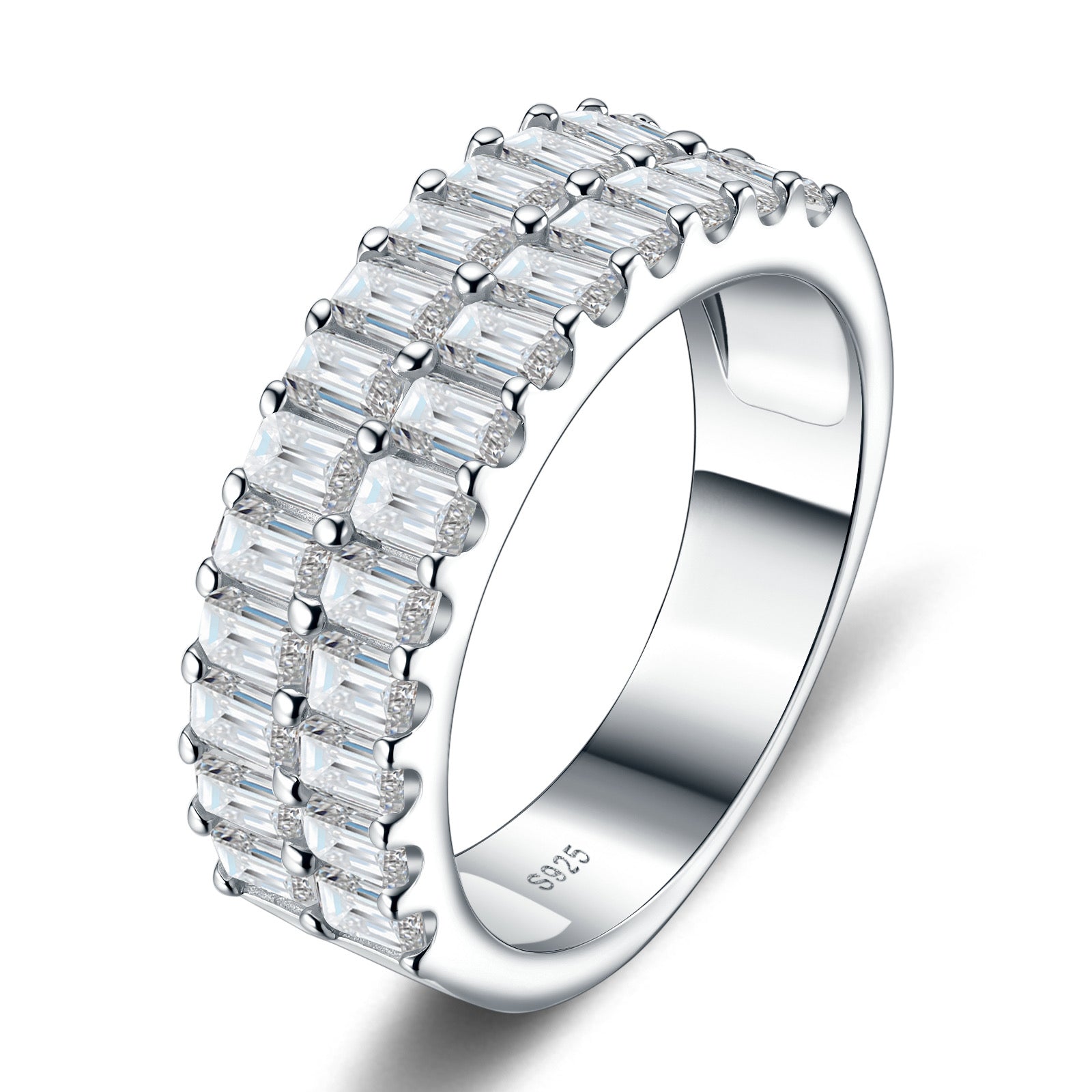 Doppiobag Moissanite Band Ring in Sterling Silver