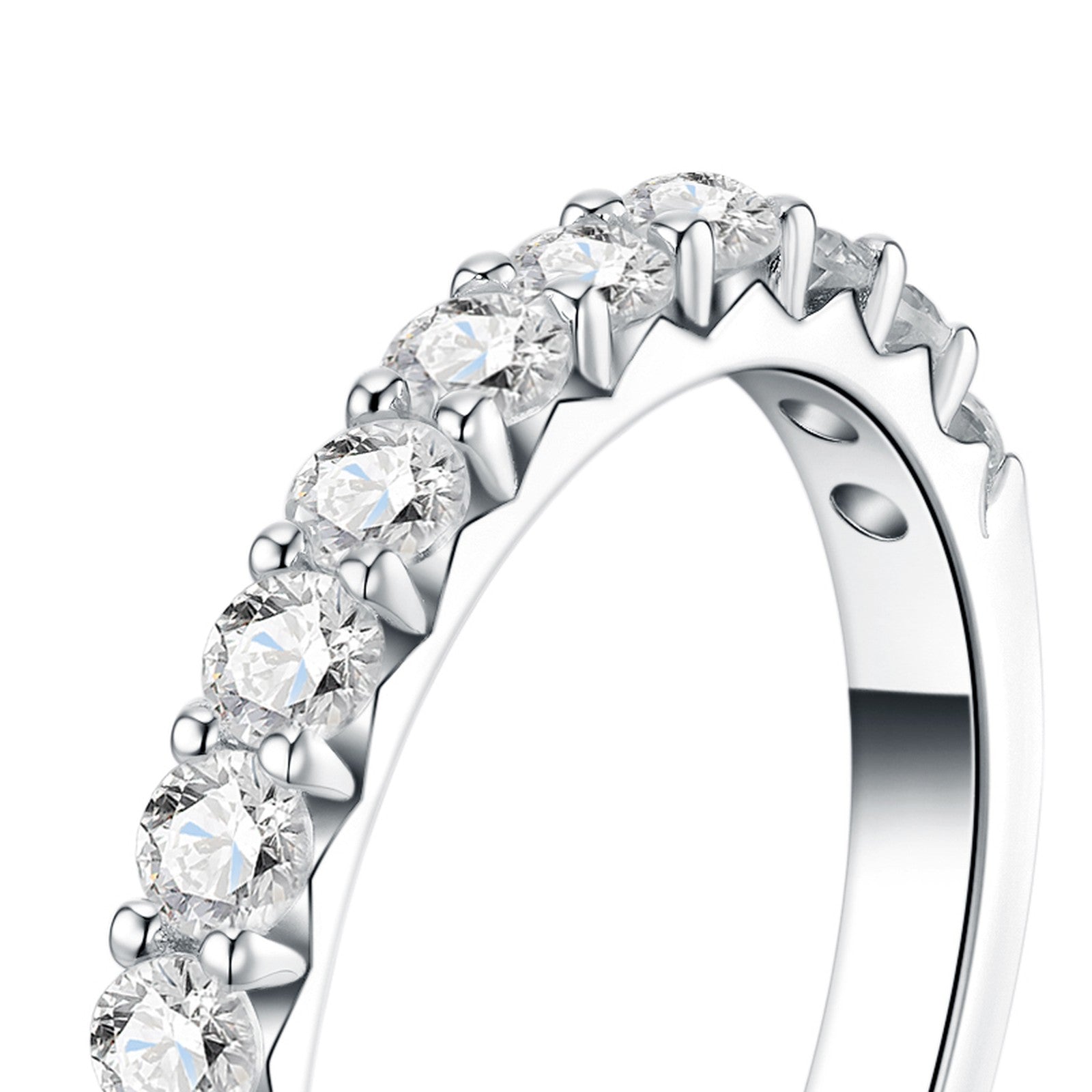 Tondina Moissanite Eternity Band Ring in Sterling Silver — detail