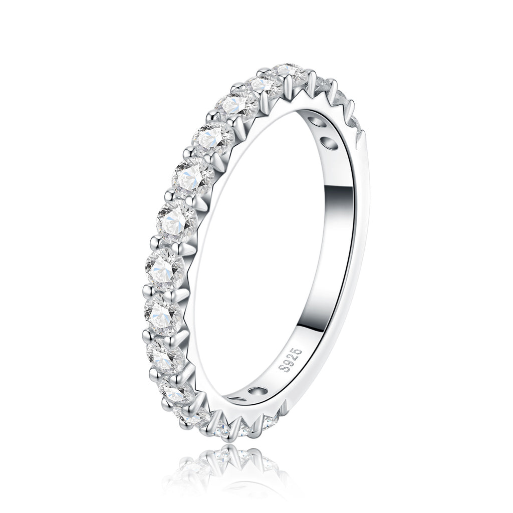 Tondina Moissanite Eternity Band Ring in Sterling Silver