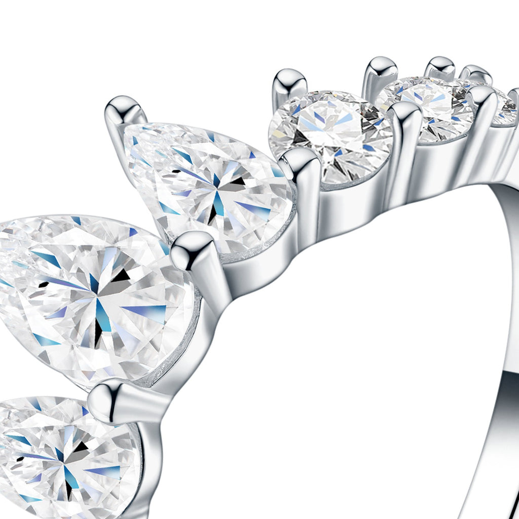 Peracorona Pear-Cut Moissanite Band Ring in Sterling Silver — detail