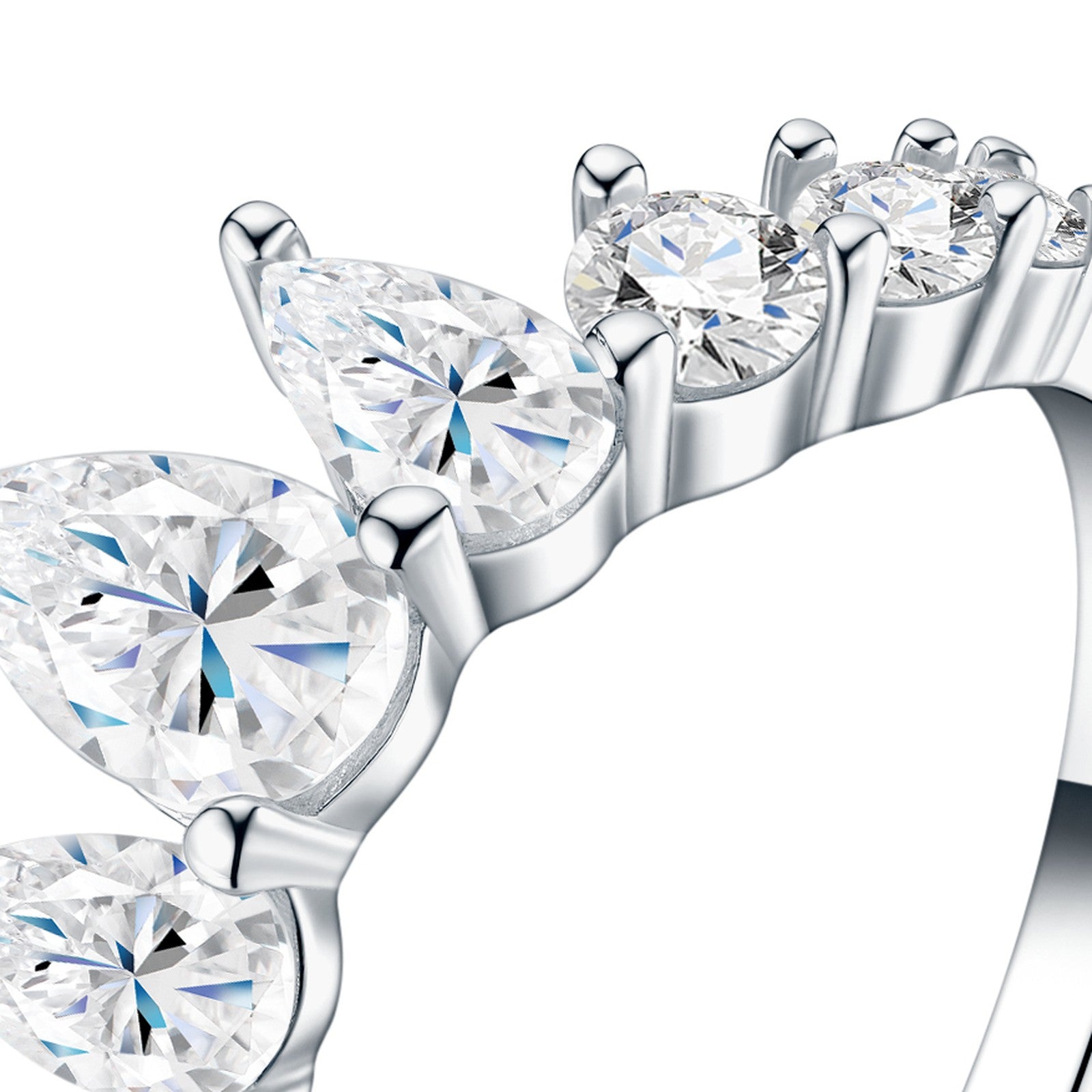 Peracorona Pear-Cut Moissanite Band Ring in Sterling Silver — detail